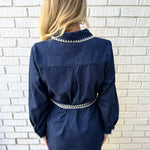 Tie Waist Collared Denim Dress