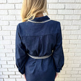 Tie Waist Collared Denim Dress