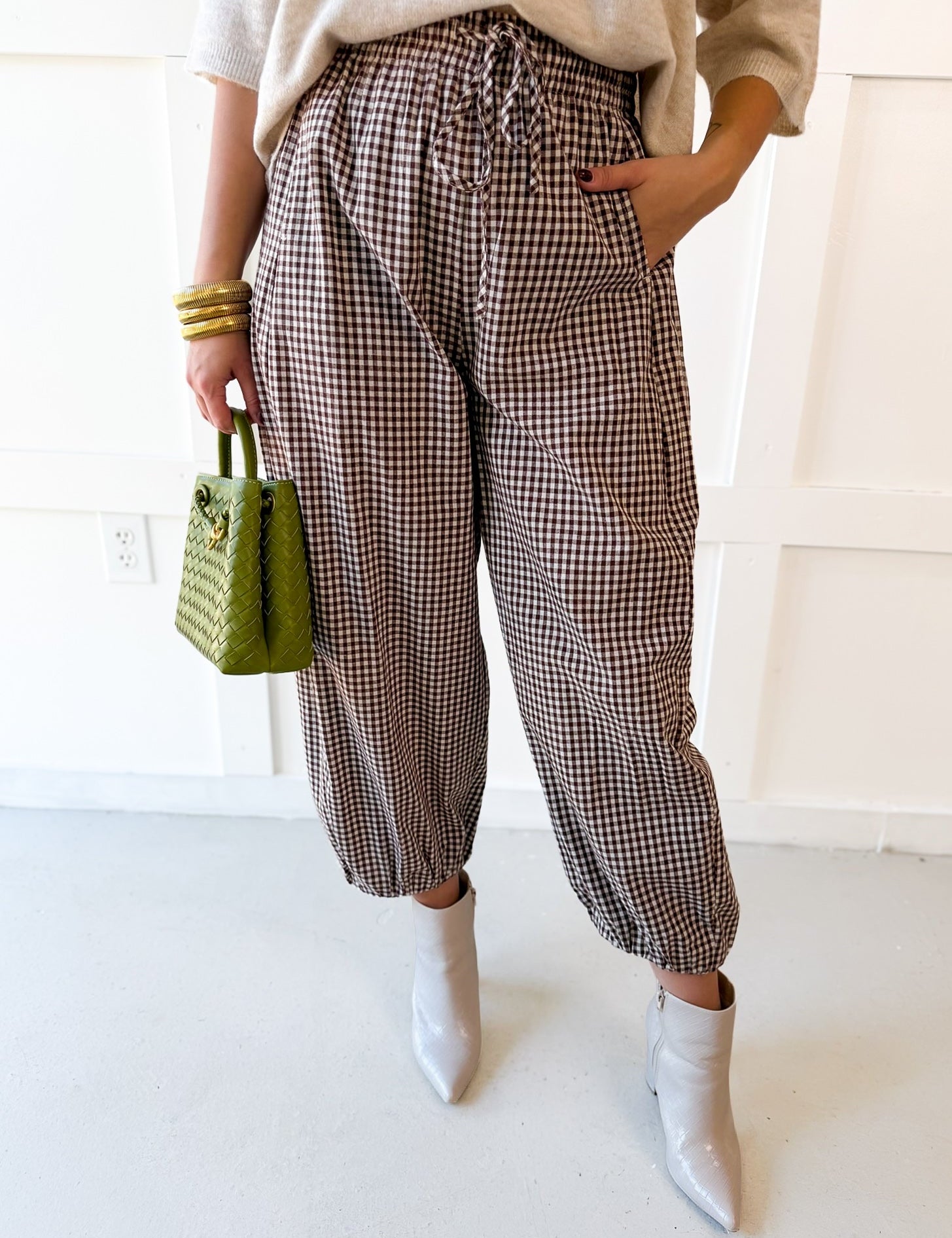 Tie Waist Pants - Brown