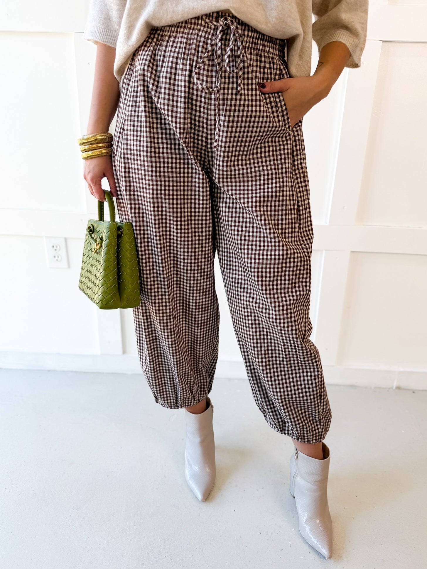 Tie Waist Pants - Brown