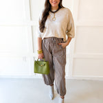 Tie Waist Pants - Brown