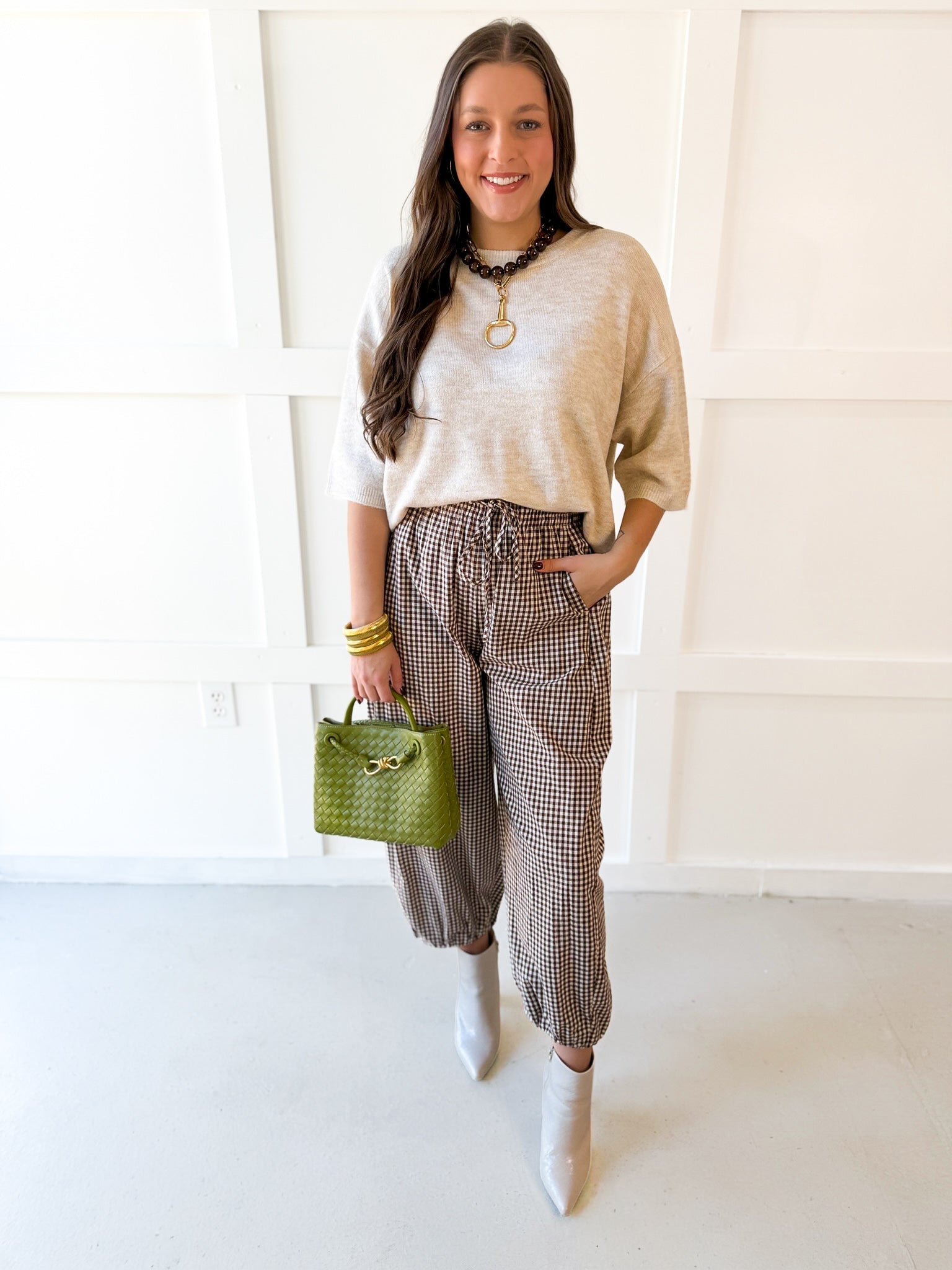 Tie Waist Pants - Brown