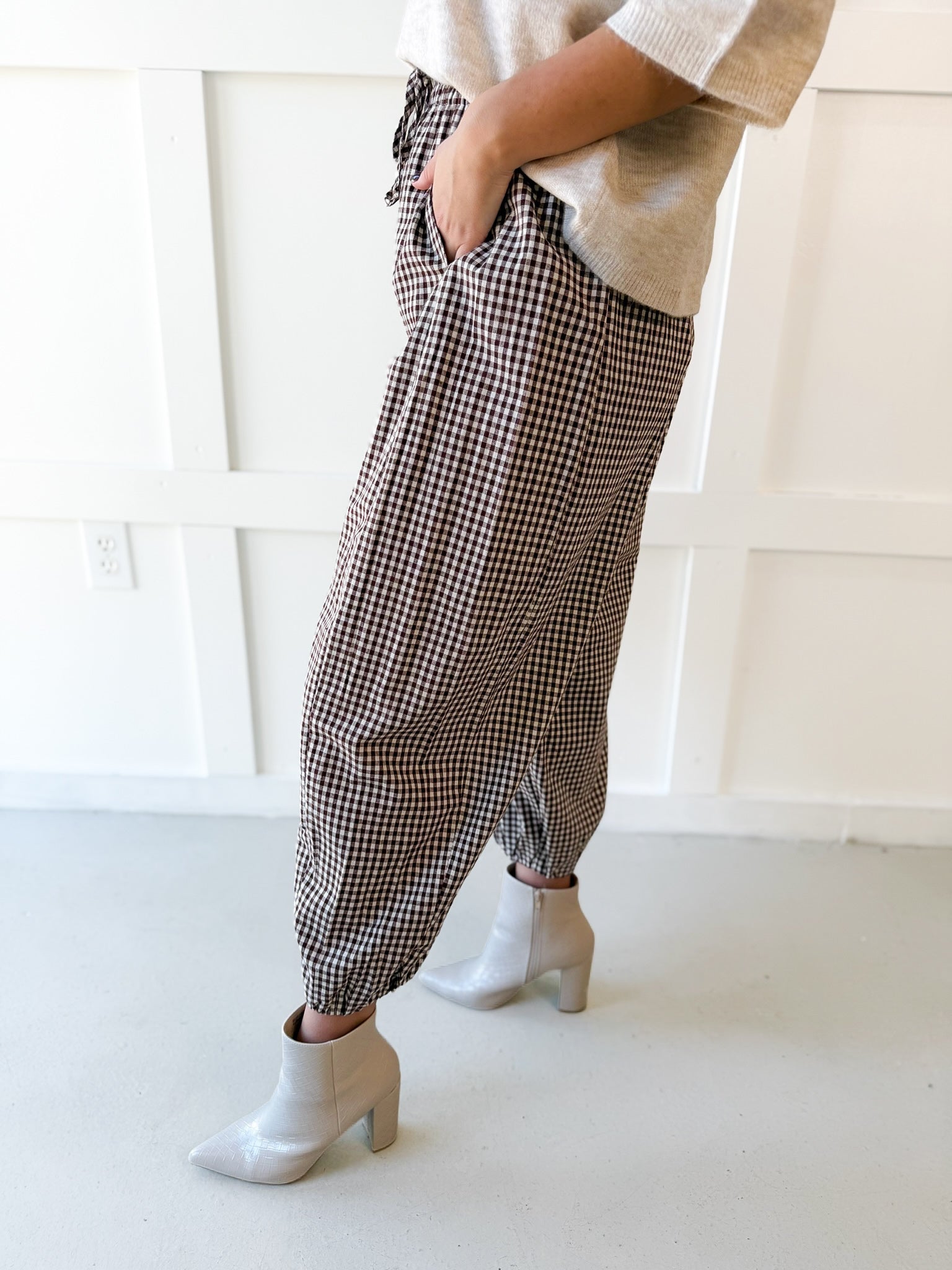 Tie Waist Pants - Brown