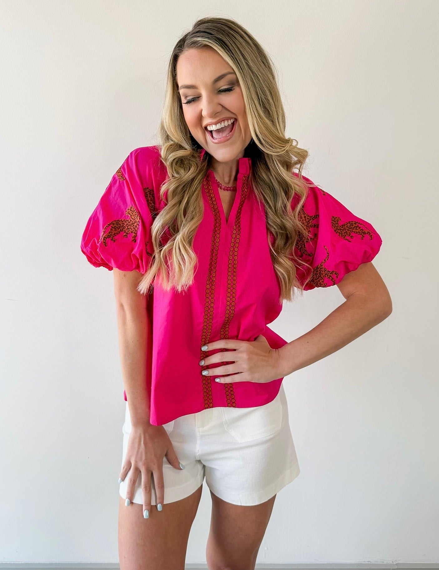 Tiger Embroidered Top