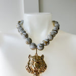 Tiger Metal Charm - Gold