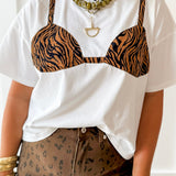 Tiger Print Bralette Oversized Tee