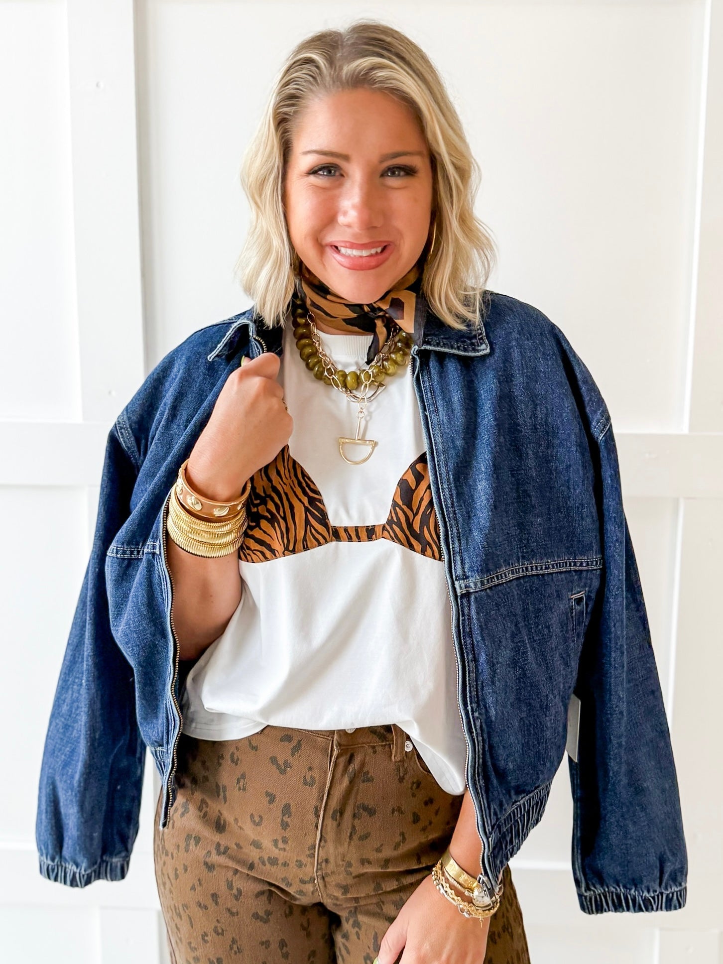 Tiger Print Bralette Oversized Tee