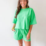 Tonal Embroiderd Tee & Short Set