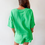 Tonal Embroiderd Tee & Short Set