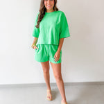 Tonal Embroiderd Tee & Short Set