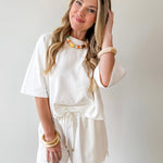Tonal Embroiderd Tee & Short Set