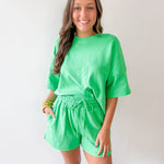 Tonal Embroiderd Tee & Short Set