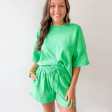 Tonal Embroiderd Tee & Short Set