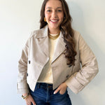 Topanga Beige Crop Mac Jacket