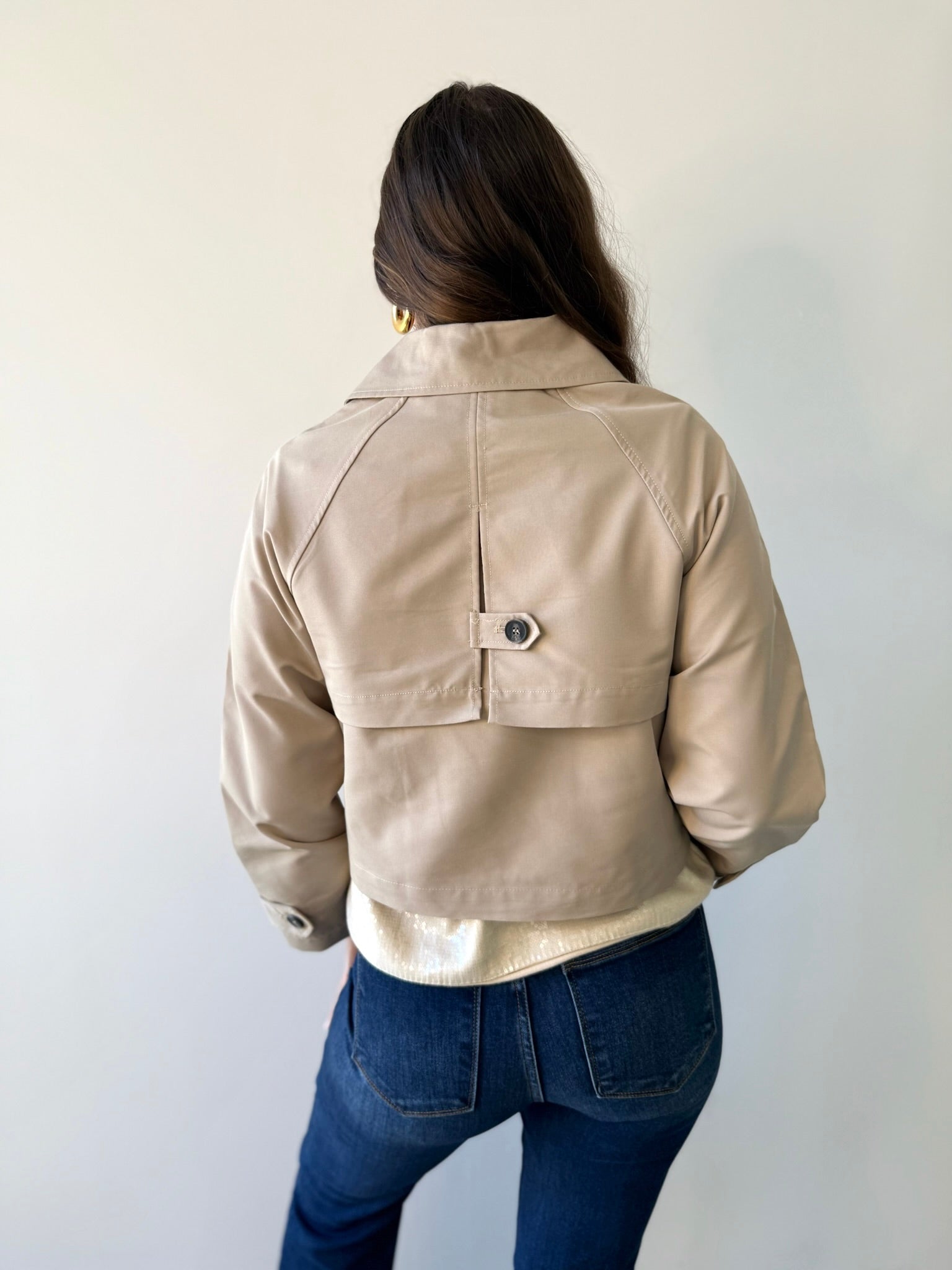 Topanga Beige Crop Mac Jacket