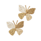 Tri Tone Straw Weave Butterfly Earrings