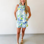Tropcial Print Ruffled Top & Short Set
