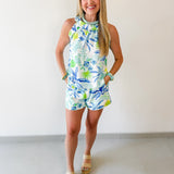 Tropcial Print Ruffled Top & Short Set