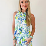 Tropcial Print Ruffled Top & Short Set