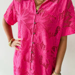 Tropical Eyelet Shirt Dress