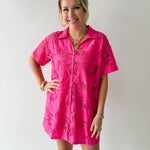 Tropical Eyelet Shirt Dress