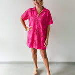 Tropical Eyelet Shirt Dress