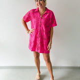 Tropical Eyelet Shirt Dress