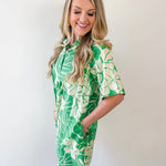 Tropical Floral Print Button Dress