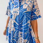 Tropical Floral Print Button Dress