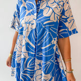 Tropical Floral Print Button Dress