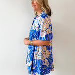 Tropical Floral Print Button Dress