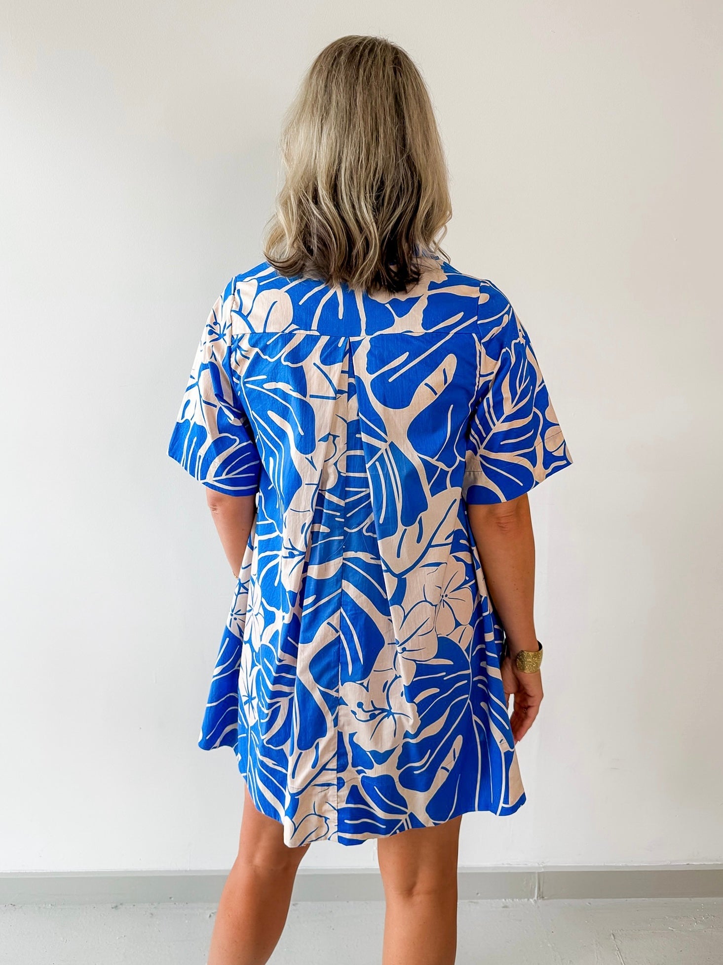 Tropical Floral Print Button Dress