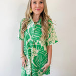 Tropical Floral Print Button Dress