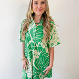 Tropical Floral Print Button Dress