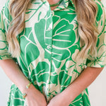 Tropical Floral Print Button Dress