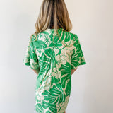 Tropical Floral Print Button Dress
