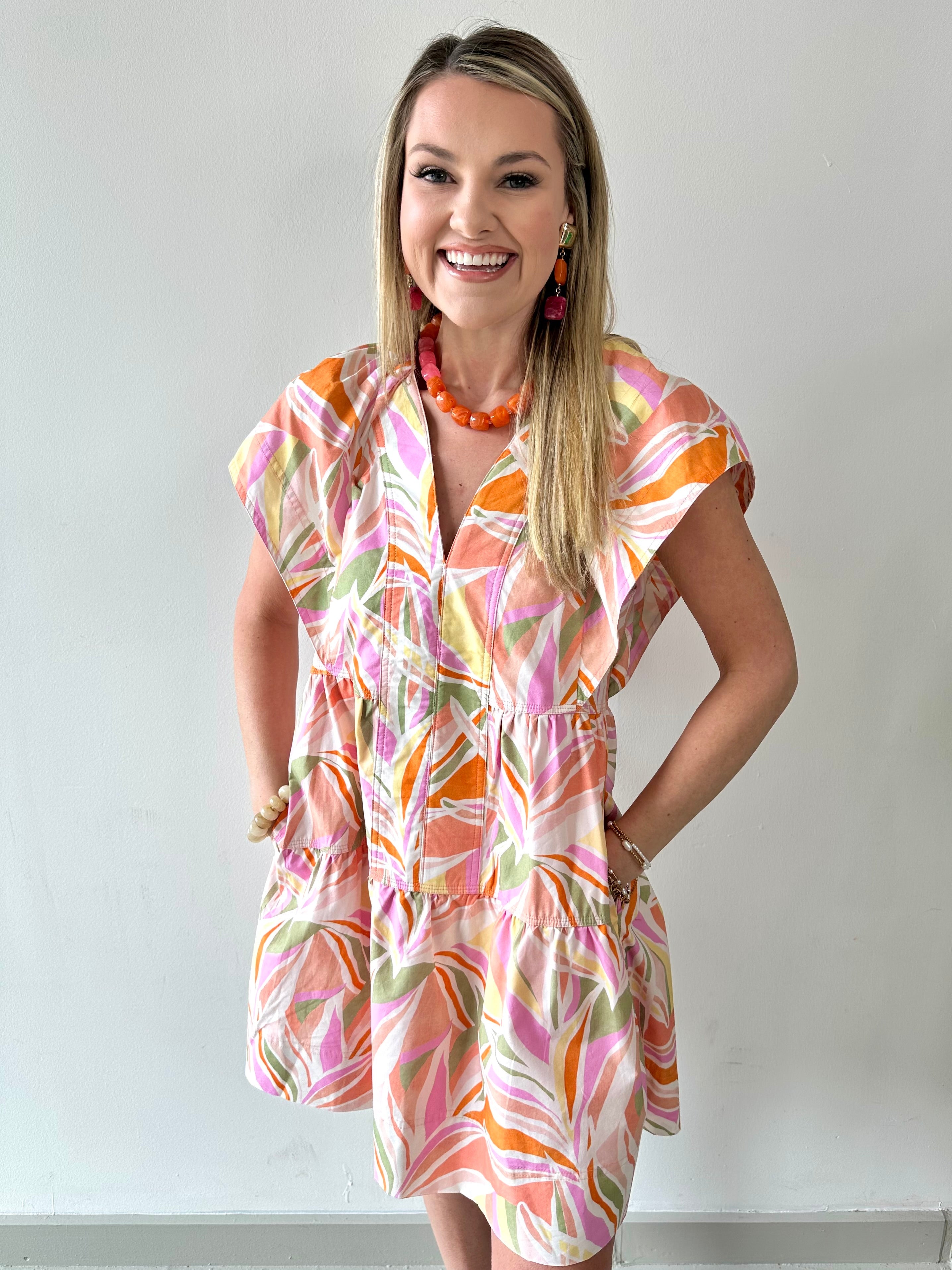 Tropical Poplin Mini Dress