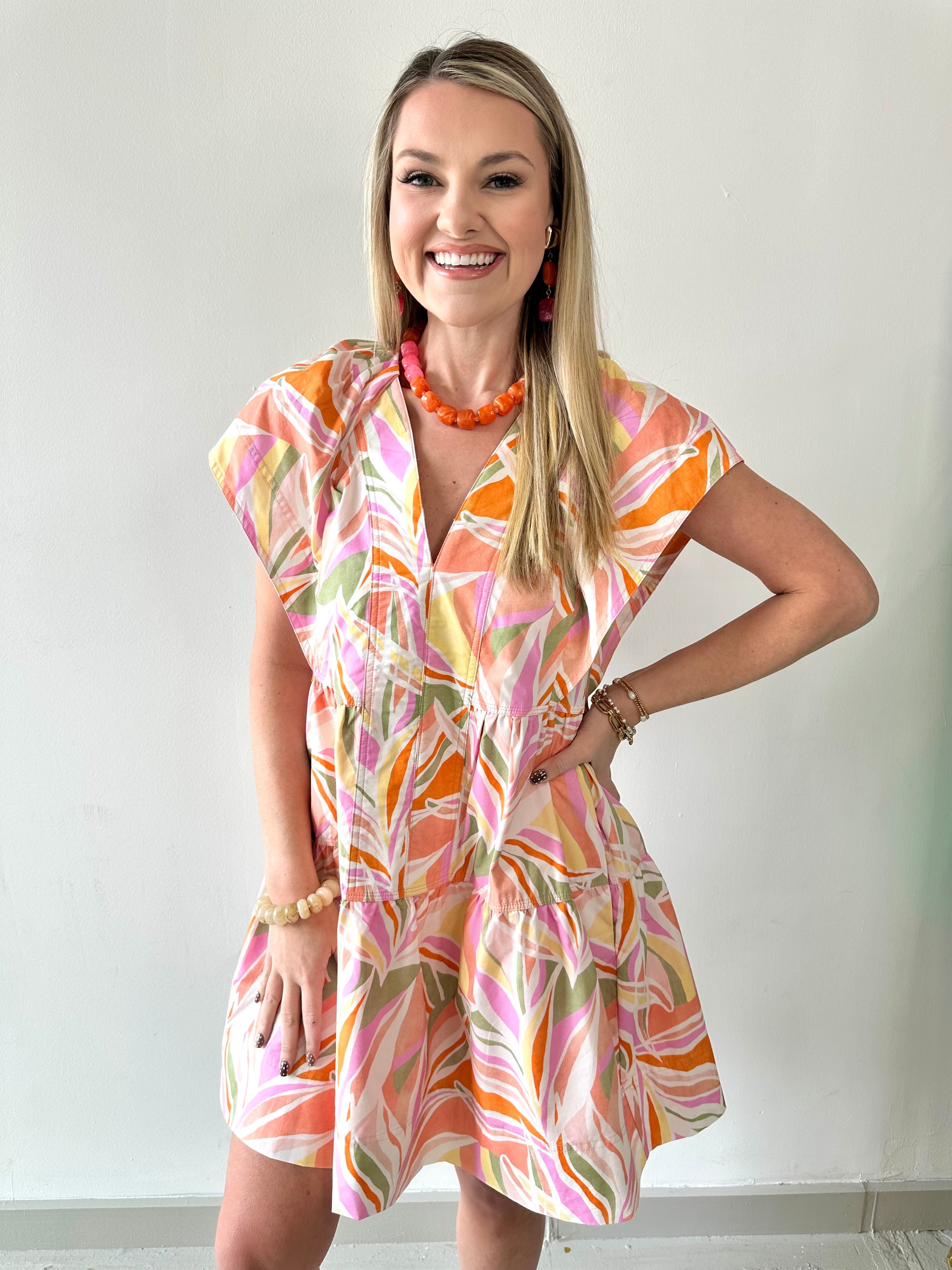 Tropical Poplin Mini Dress