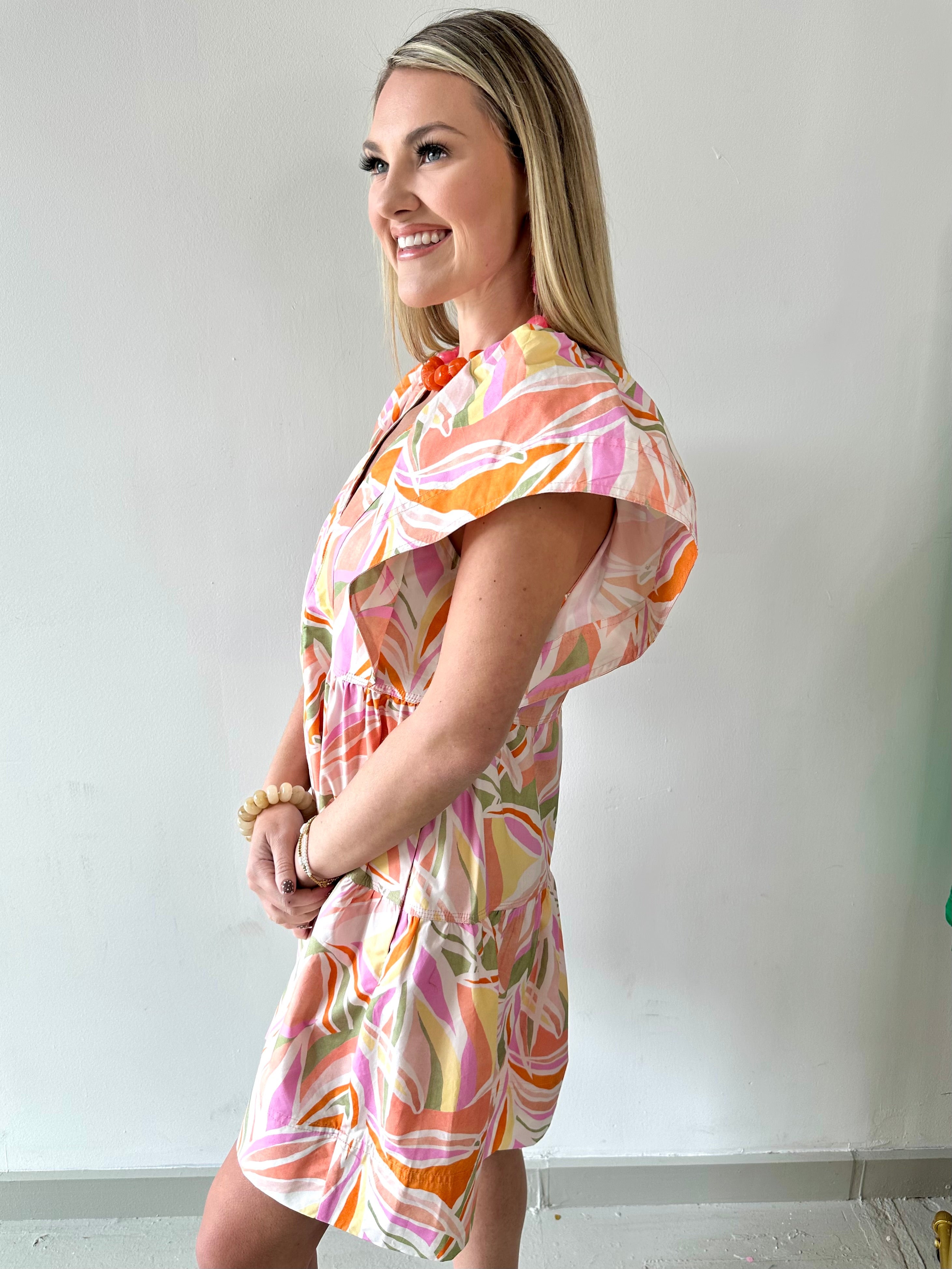 Tropical Poplin Mini Dress