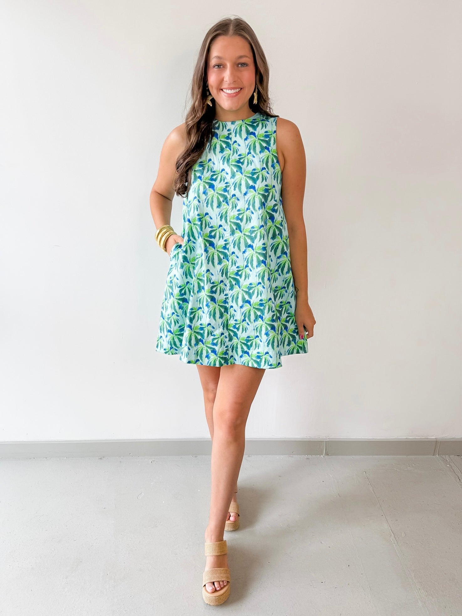 Tropical Print A - Line Dress