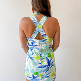 Tropical Print Cross Back Dress