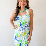 Tropical Print Cross Back Dress