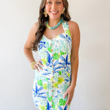 Tropical Print Cross Back Dress