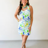Tropical Print Cross Back Dress