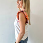 Tropical Ruffle Sleeve Knit Top