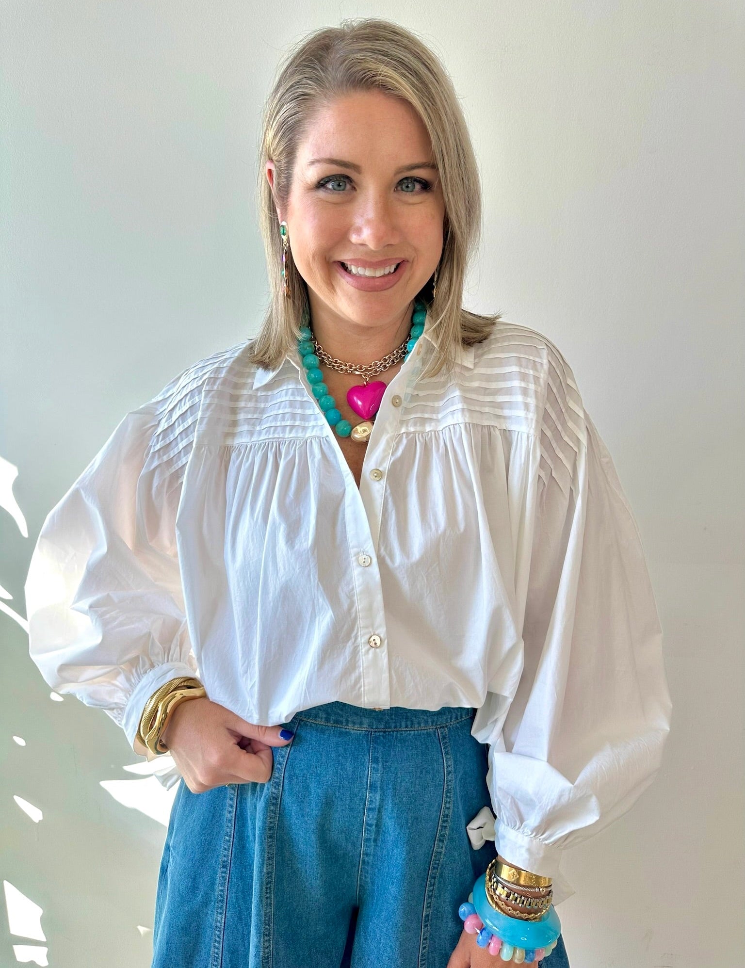 Tucked Detail Blouse - White