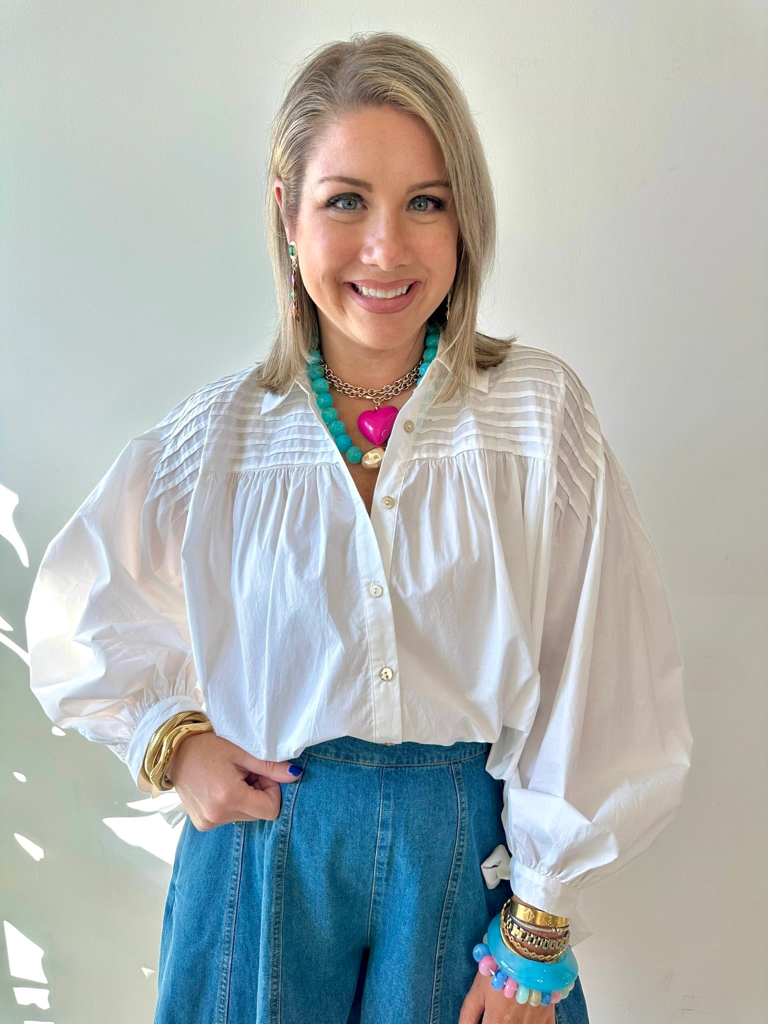 Tucked Detail Blouse - White