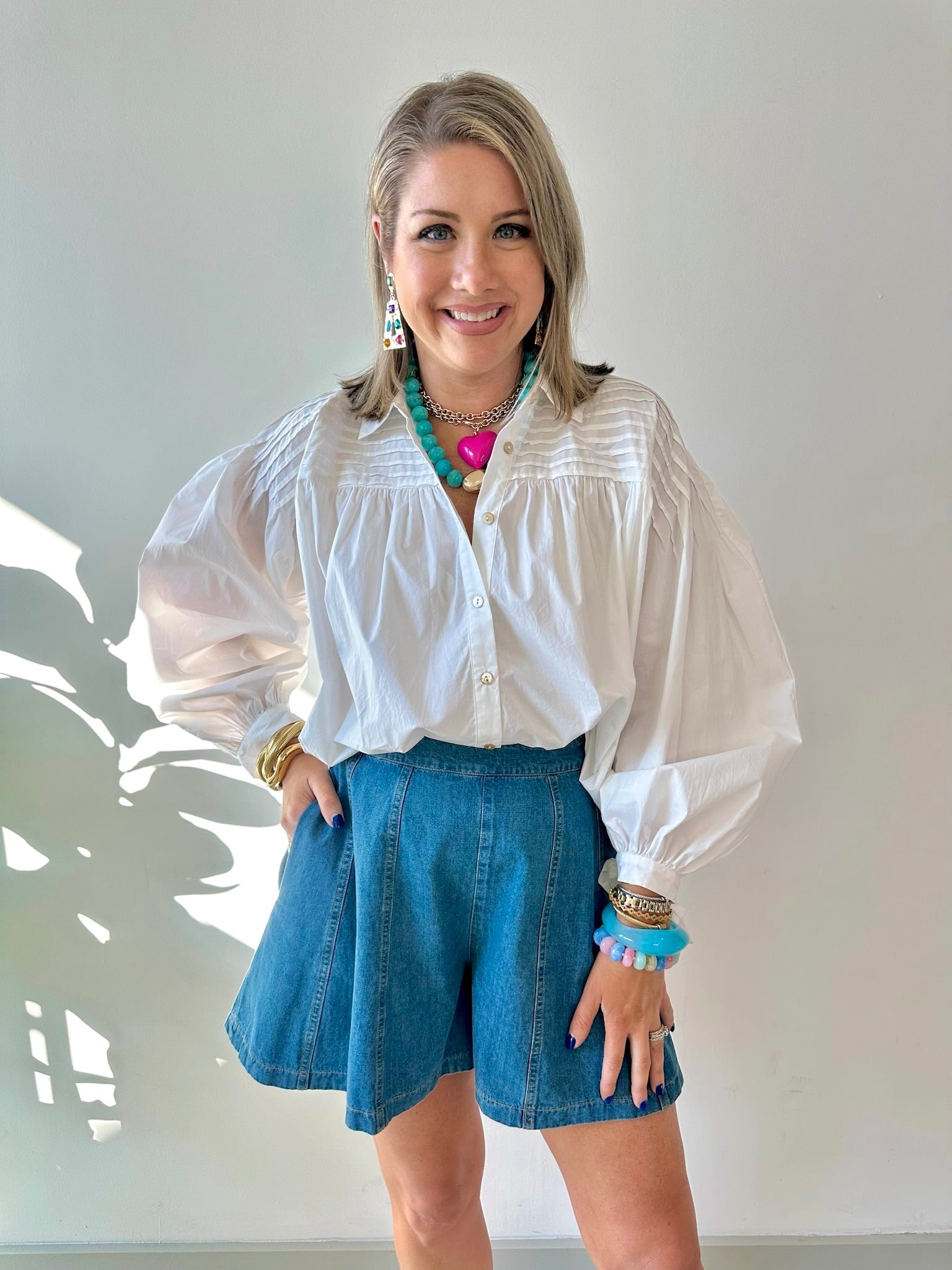 Tucked Detail Blouse - White