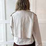Twill Crop Trench Jacket - Bone