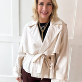 Twill Crop Trench Jacket - Bone